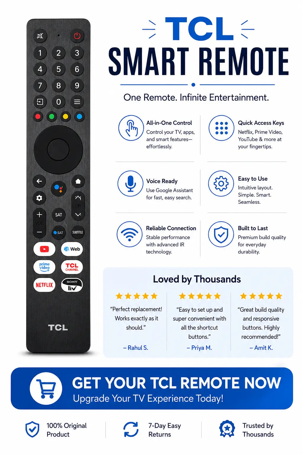 TCL Google tv Remote ( Voice command ) - ANM Remotes