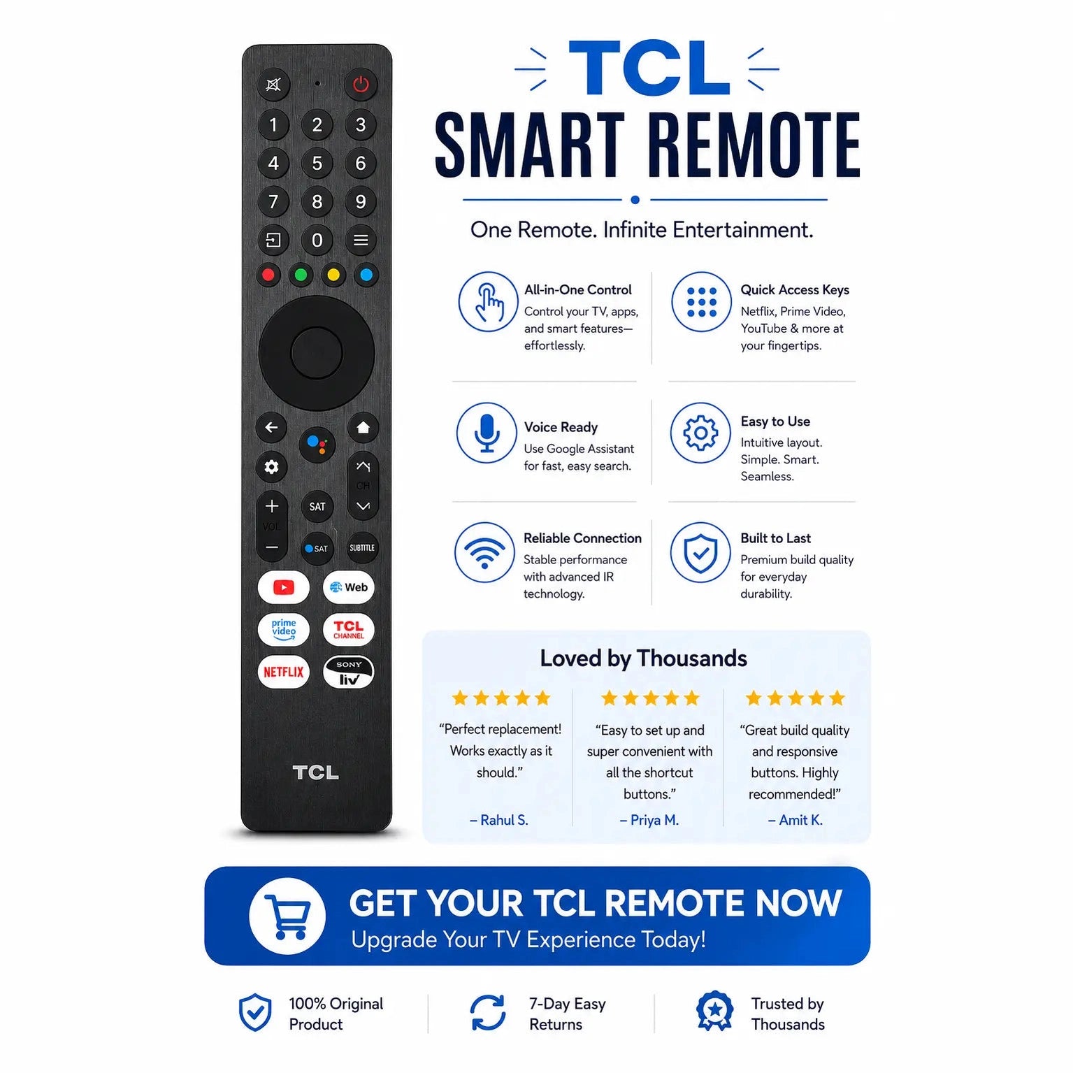 TCL Google tv Remote ( Voice command ) - ANM Remotes