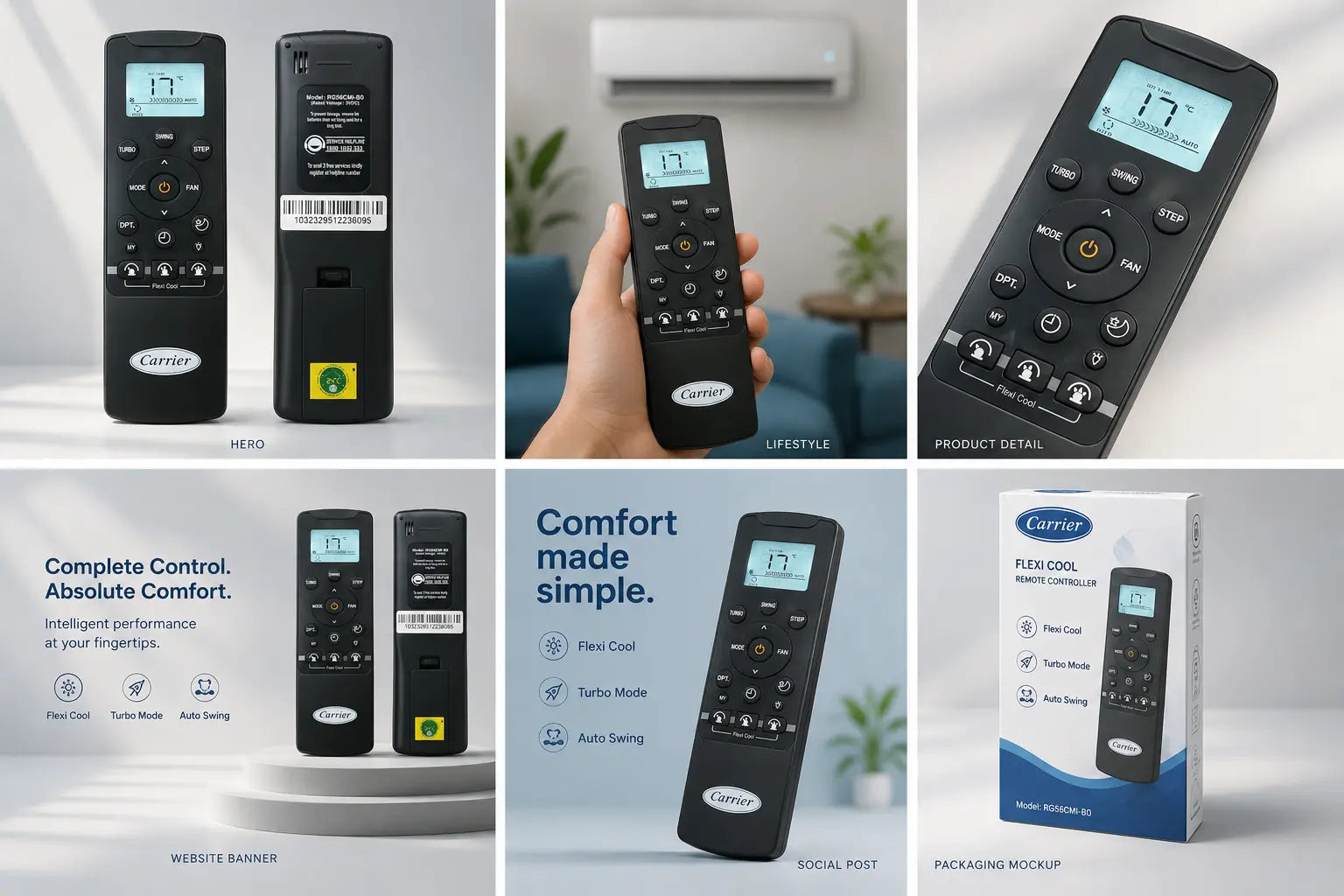 Carrier ac remote RG56CMI-B0 / RG56CMI-B1  - ANM Remotes