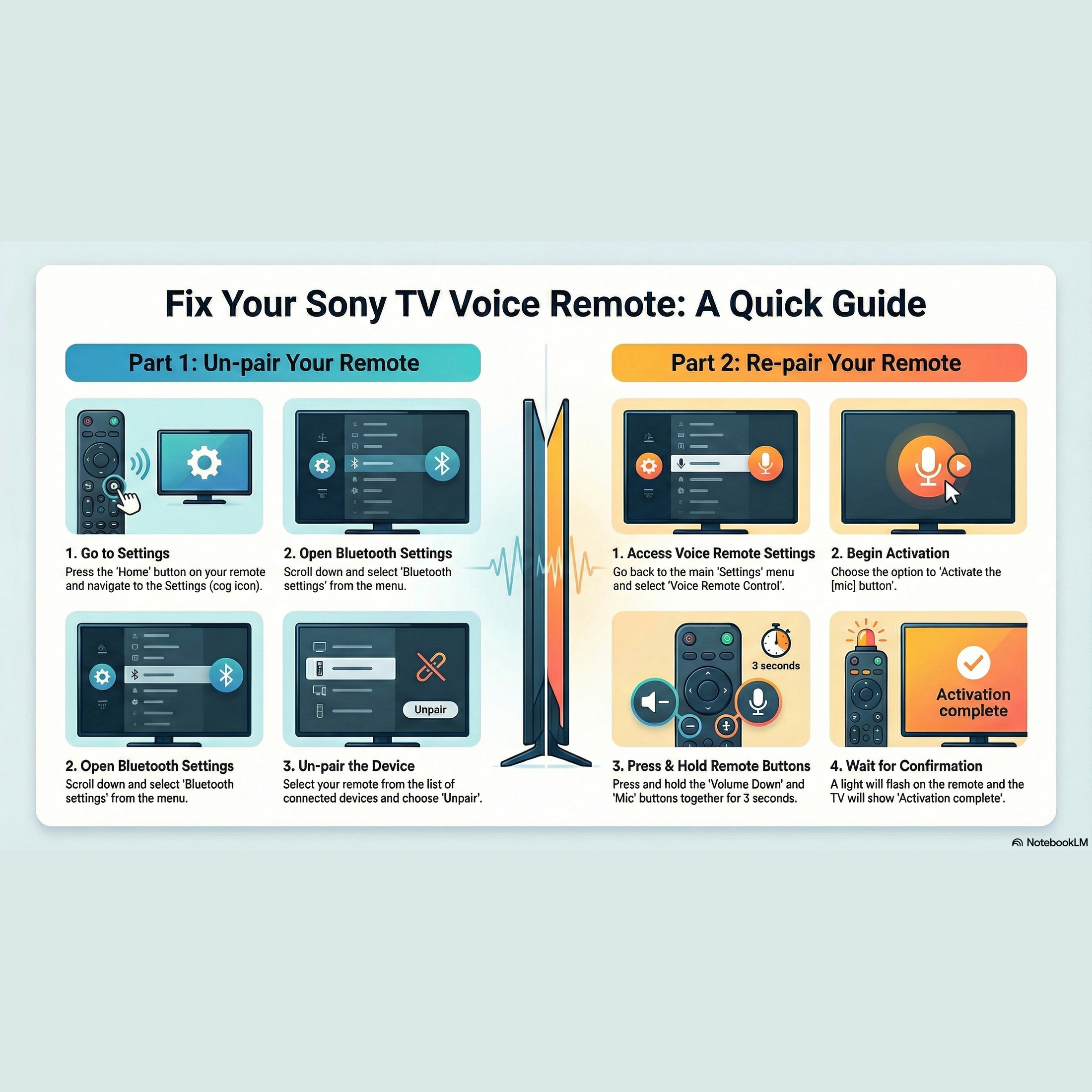 Sony Tv Remote  RMF-TX800P / TX800U / TX900U / TX810P/ TX-811D / TX-820D ( Voice Command )