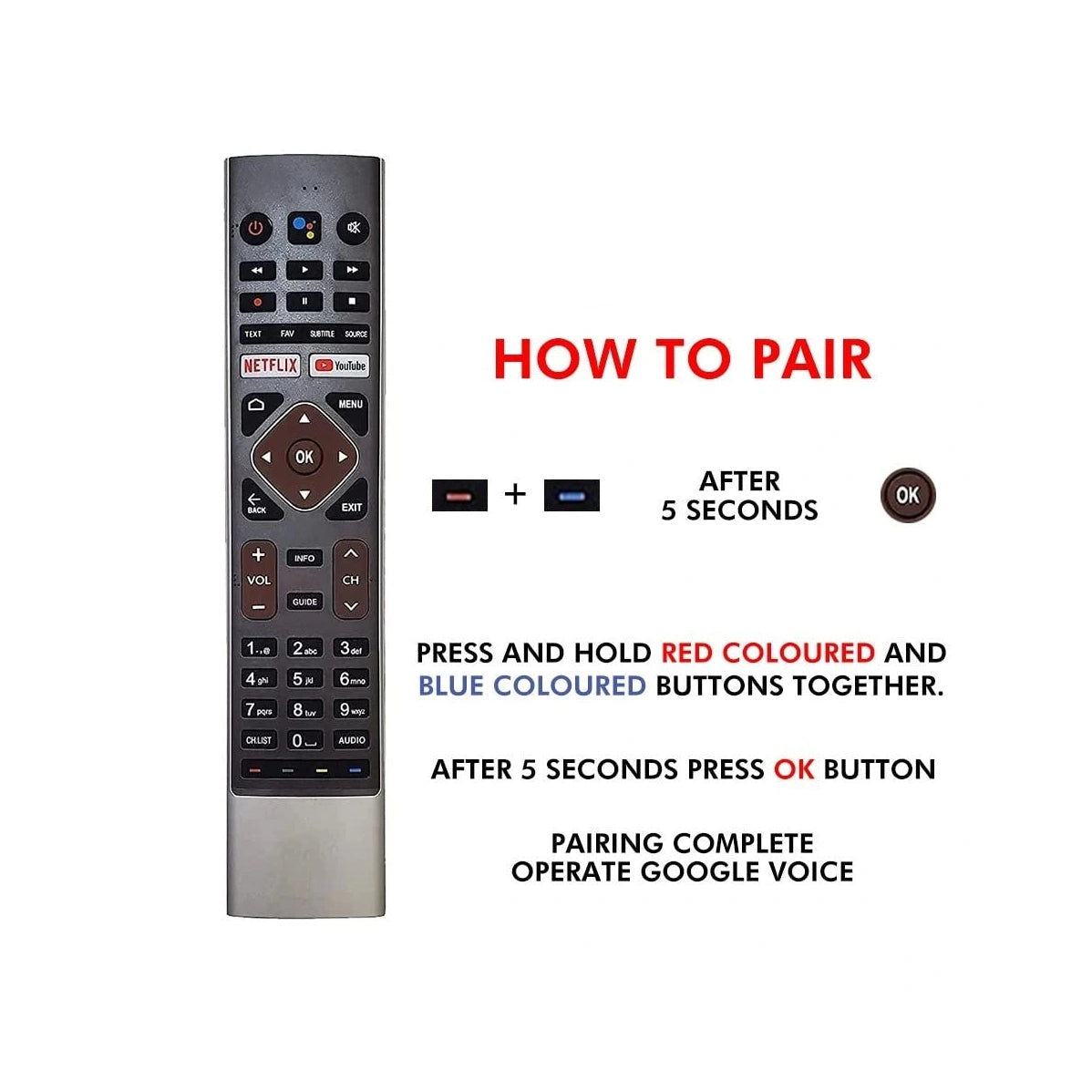 Haier tv Remote Control Original HTR-U27E Google Assistant, Bluetooth Voice Command Voice Working