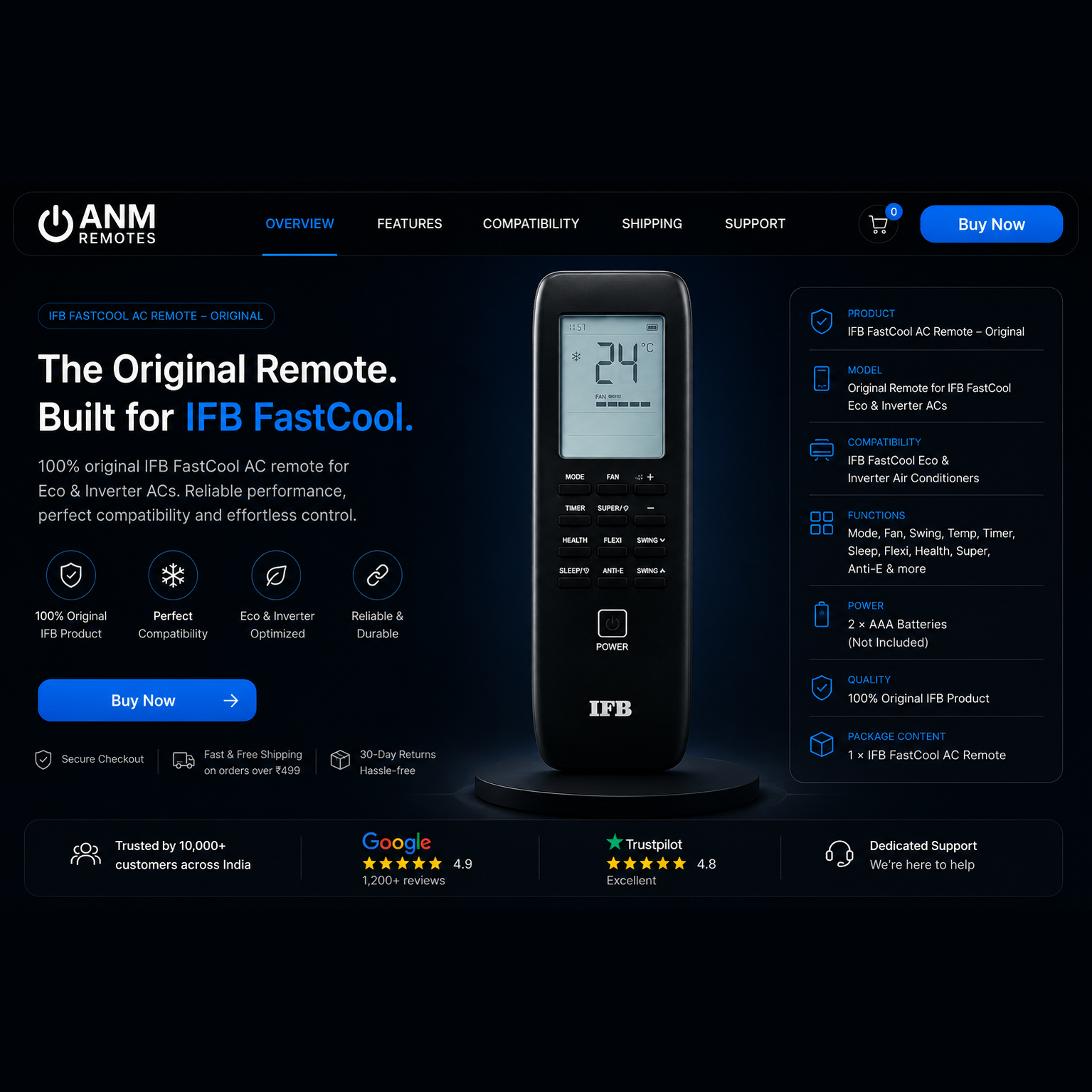 ifb fastcool ac remote Eco Inverter - ANM Remotes