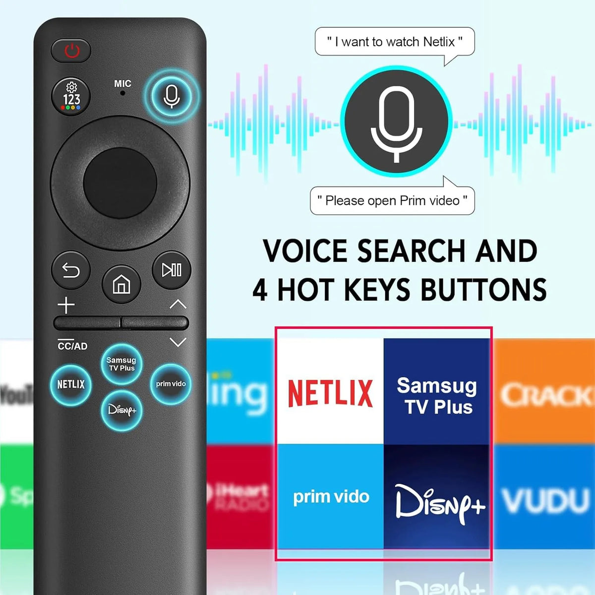 Samsung Programmable Remote Universal Voice Remote for Samsung Smart tv - All OLED QLED UHD 4K Mod ...