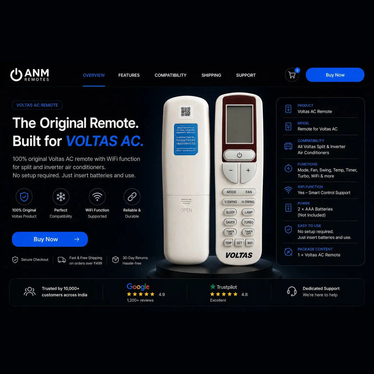 Vol Remote Voltas original ac remote - Perfect Working – ANM Remotes